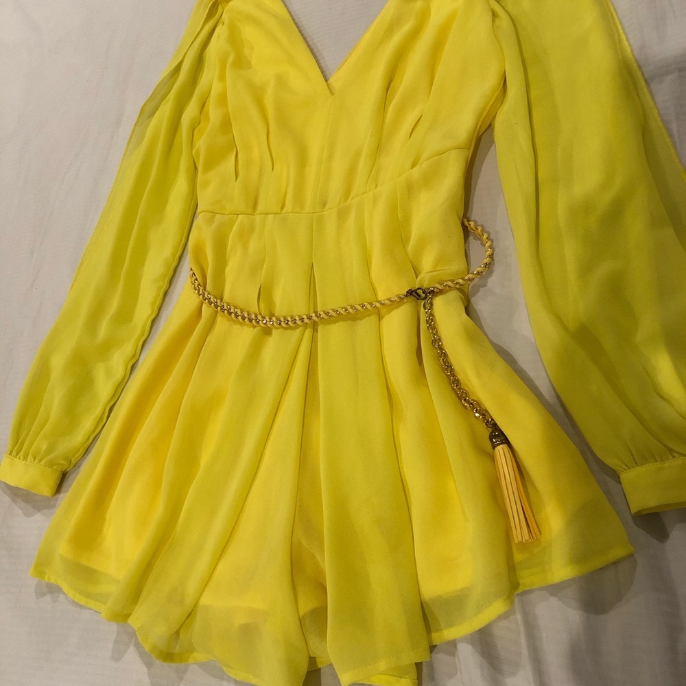 Yellow romper with gold/yellow belt